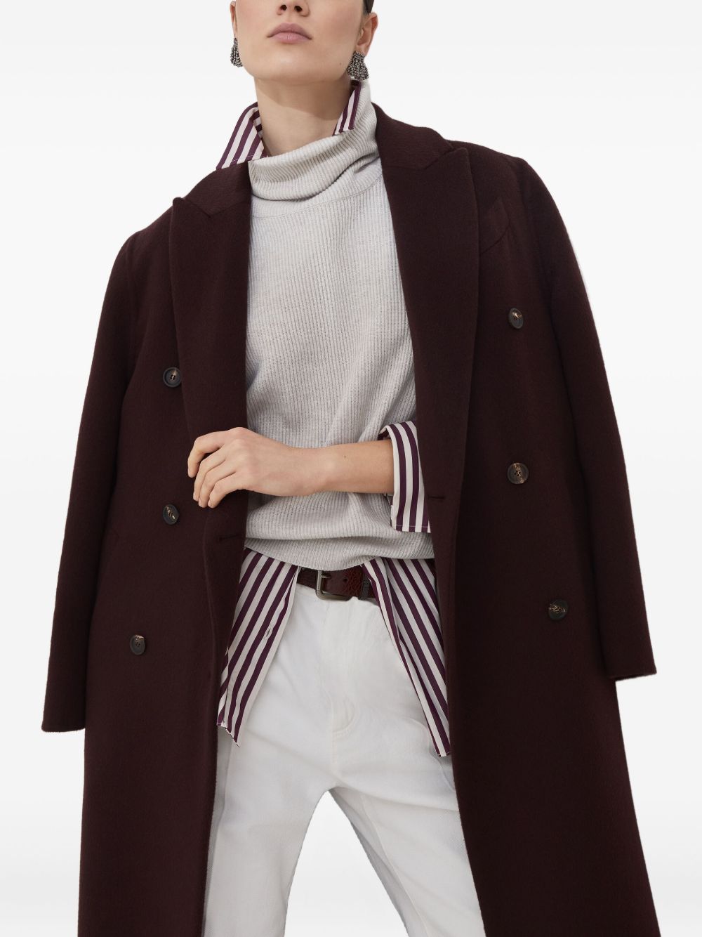 Brunello Cucinelli Coats Bordeaux