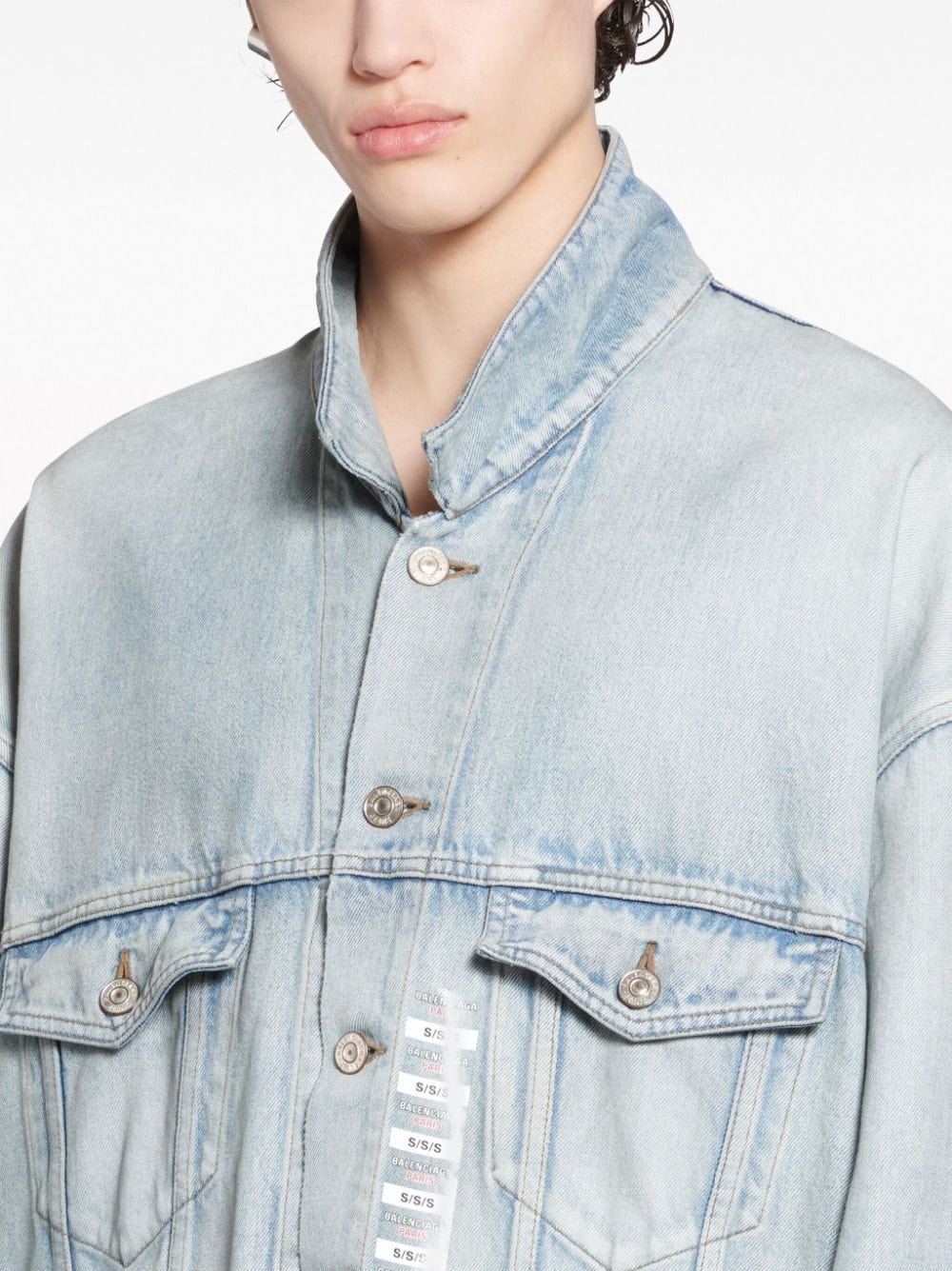 Balenciaga Jackets 1 Balenciaga Denim jacket with flap pockets and drop shoulder Balenciaga Denim jacket with flap pockets and drop shoulder Brand