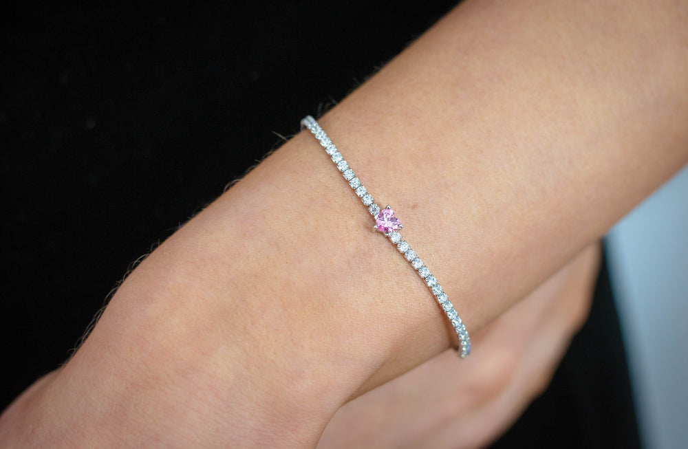 Georgini Bracelet Georgini Sweetheart Tennis Bracelet Silver 18cm Brand