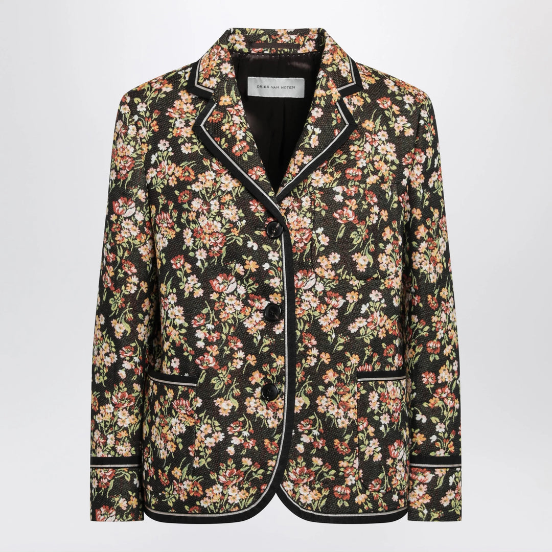 Dries Van Noten - Brown floral gobelin blazer