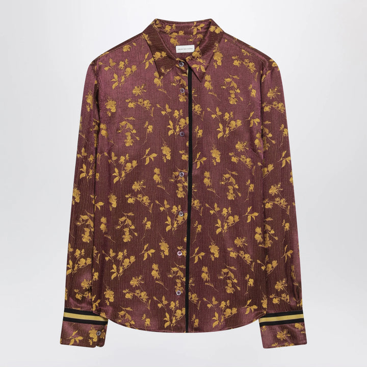 Dries Van Noten - Purple floral jacquard shirt in viscose blend