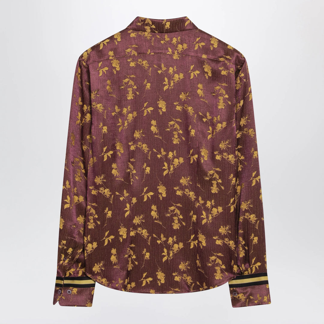Dries Van Noten - Purple floral jacquard shirt in viscose blend