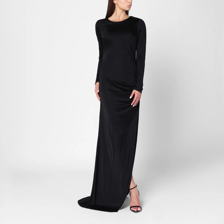 Giuseppe di Morabito - Long black dress with brooch detail