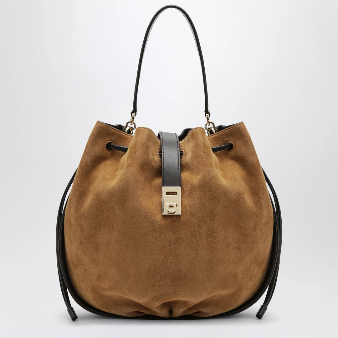 Ferragamo - Hug bucket bag with buckle in Natural