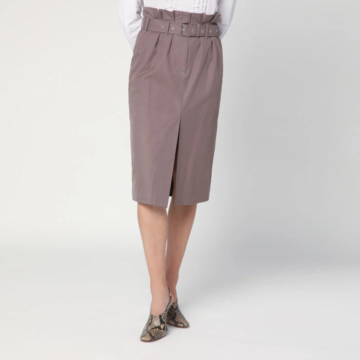 Dries Van Noten - Taupe skirt in cotton with belt