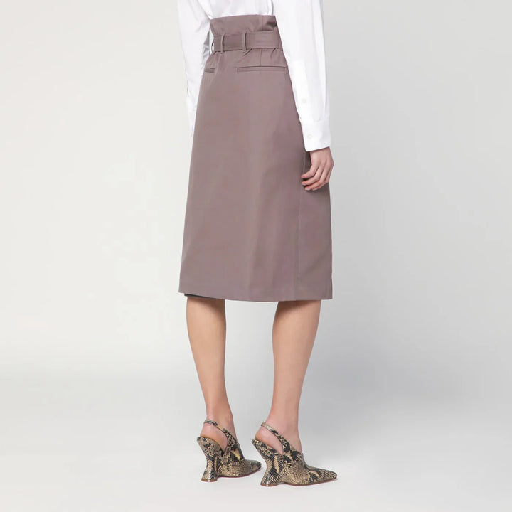 Dries Van Noten - Taupe skirt in cotton with belt Brand Skirts