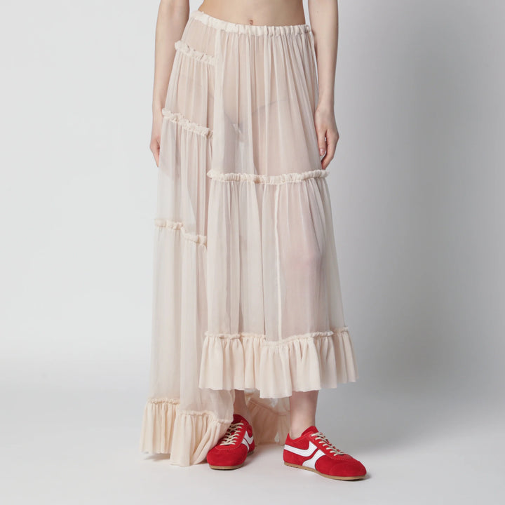 Dries Van Noten - Écru semi-sheer silk skirt