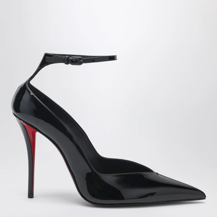Christian Louboutin - Black patent leather Erozee pumps with ankle strap