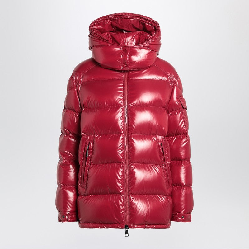 Moncler Ruby red down jacket in lacquered nylon