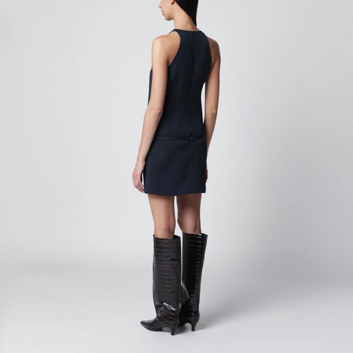 Courrèges - Sleeveless A-line twill mini dress with belt in navy