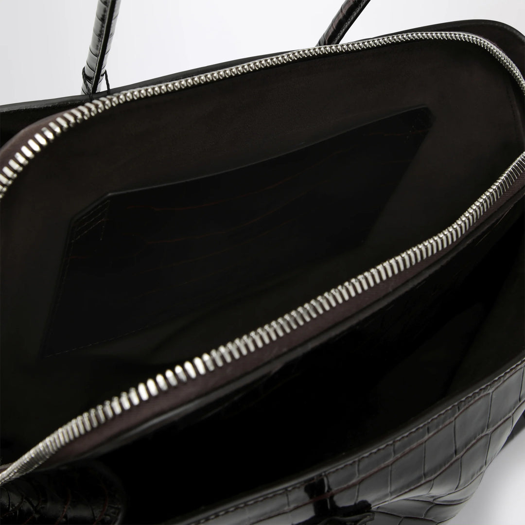 The Attico - La Passeggiata Medium bag in coffee crocodile-print leather