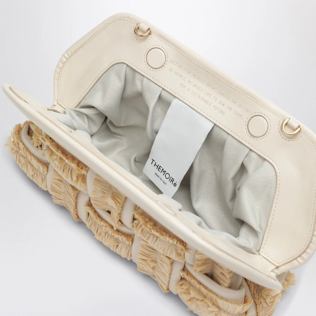 THEMOIRè - Tia clutch in butter color with raffia inserts