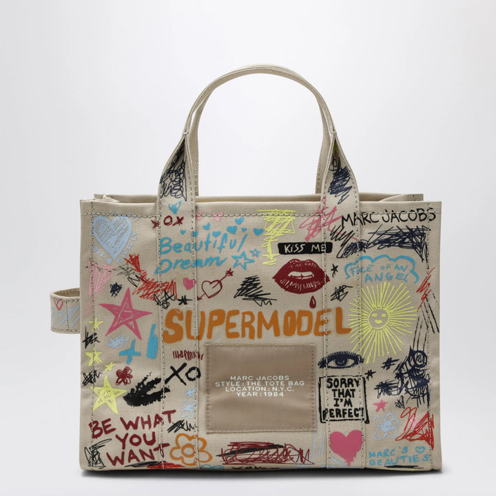 Marc Jacobs - The Tote Bag medium beige with punk lettering