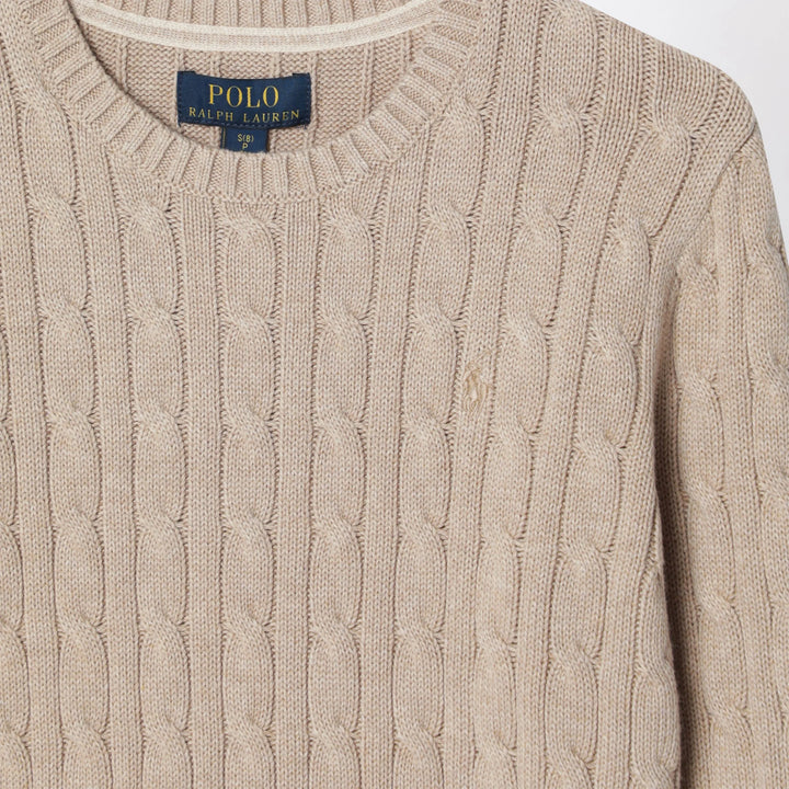 Polo Ralph Lauren - Cable-knit cotton crewneck sweater in tan heather