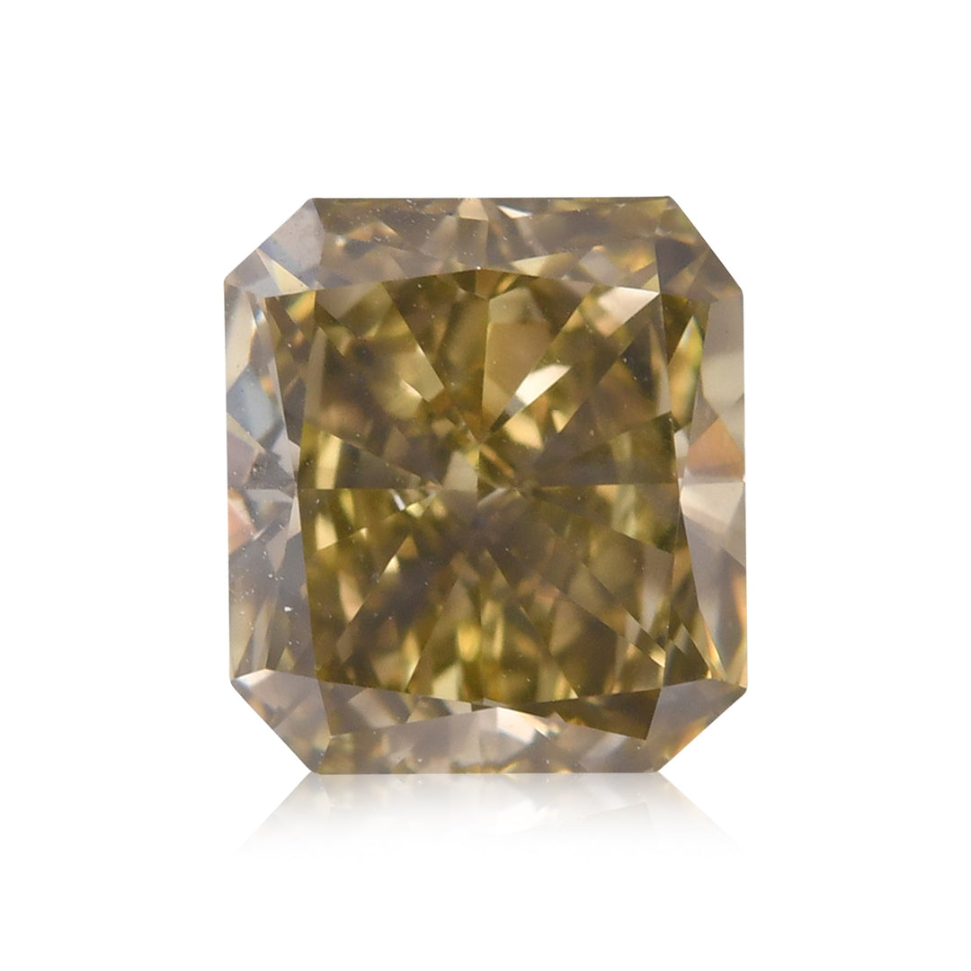 2.02 Carat Fancy Dark Brown Greenish Yellow Radiant Diamond SI1 GIA