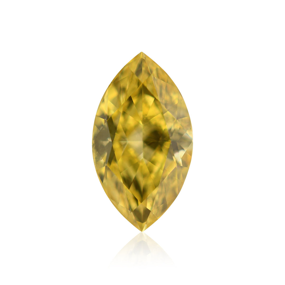 0.65 Carat Fancy Vivid Yellow Marquise Diamond I1 GIA