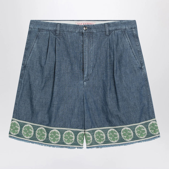 Valentino - Blue bermuda short with jacquard bottom