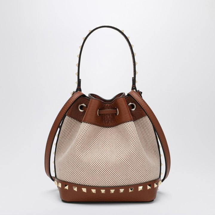Valentino Garavani Small Rockstud Bucket In Fabric And Leather