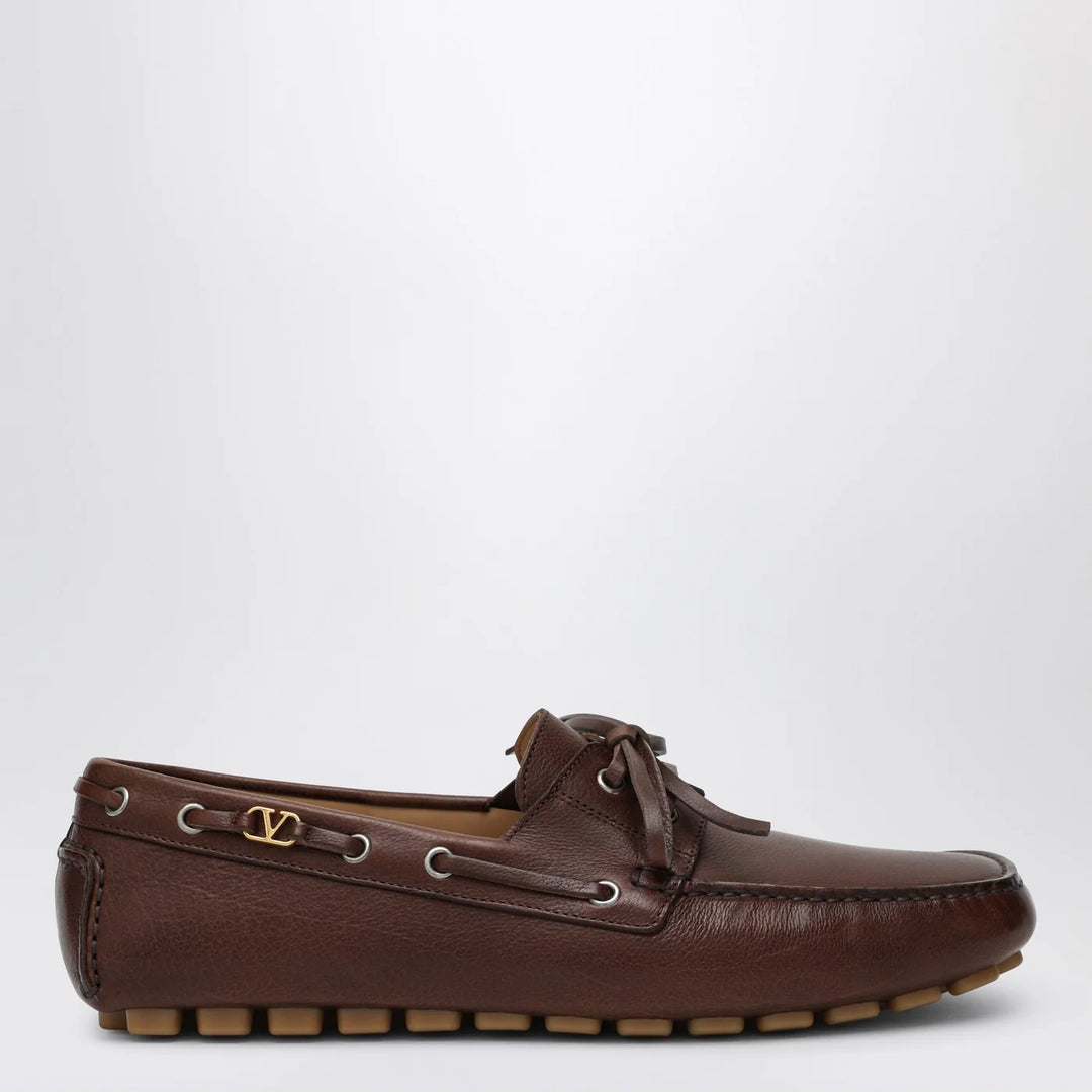 Valentino Garavani - Brown leather moccasin driver Fantaway