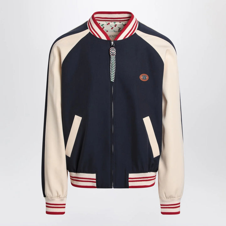 Valentino - Blue/cream bomber with mixed wool VLogo