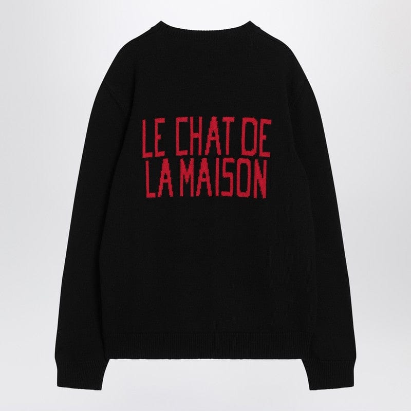 Knitwear Valentino Black sweater with Le Chat de la Maison patch Brand
