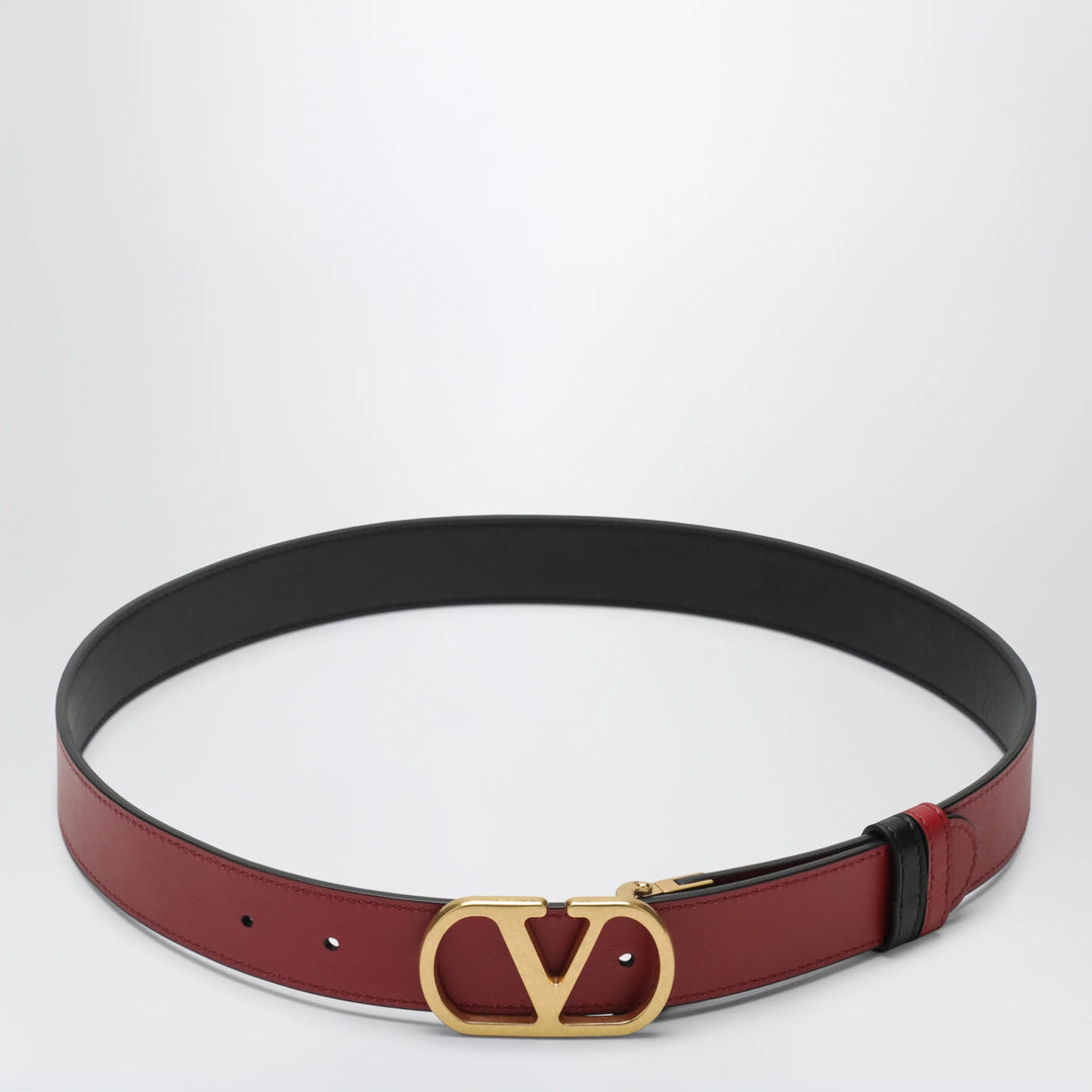 Valentino Garavani - Reversible VLogo Signature belt in glossy calfskin black/red