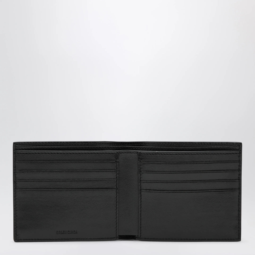 Balenciaga - Black grained leather card holder with logo