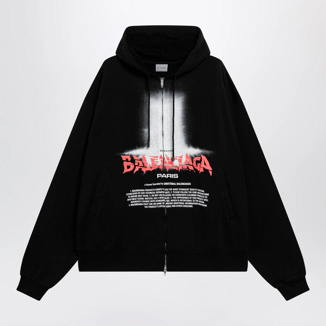 Balenciaga - Oversized zip hoodie in black cotton