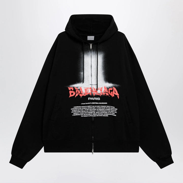 Balenciaga - Oversized zip hoodie in black cotton