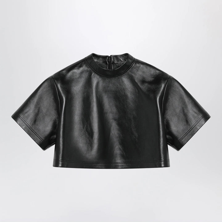 Balenciaga - Black Cropped Leather Top