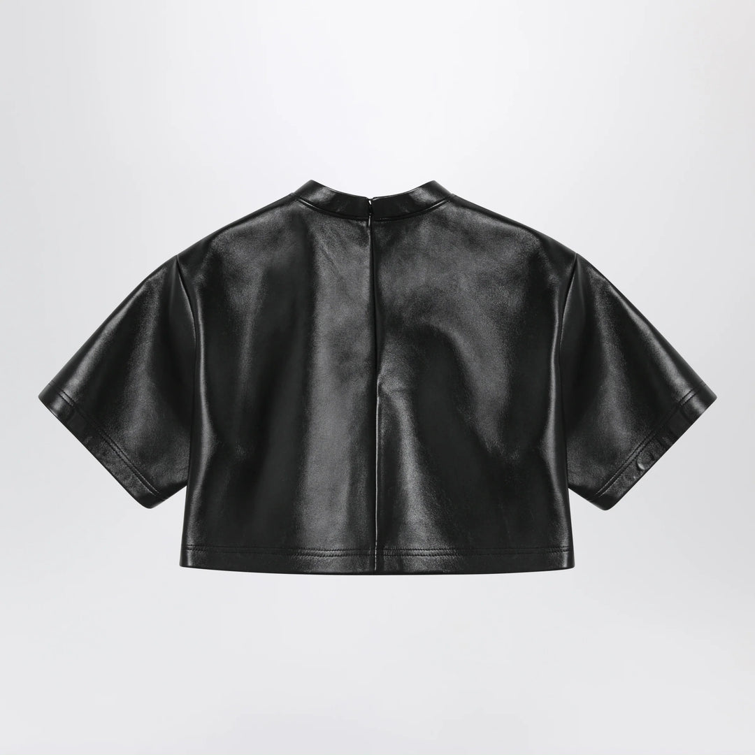 Balenciaga - Black Cropped Leather Top