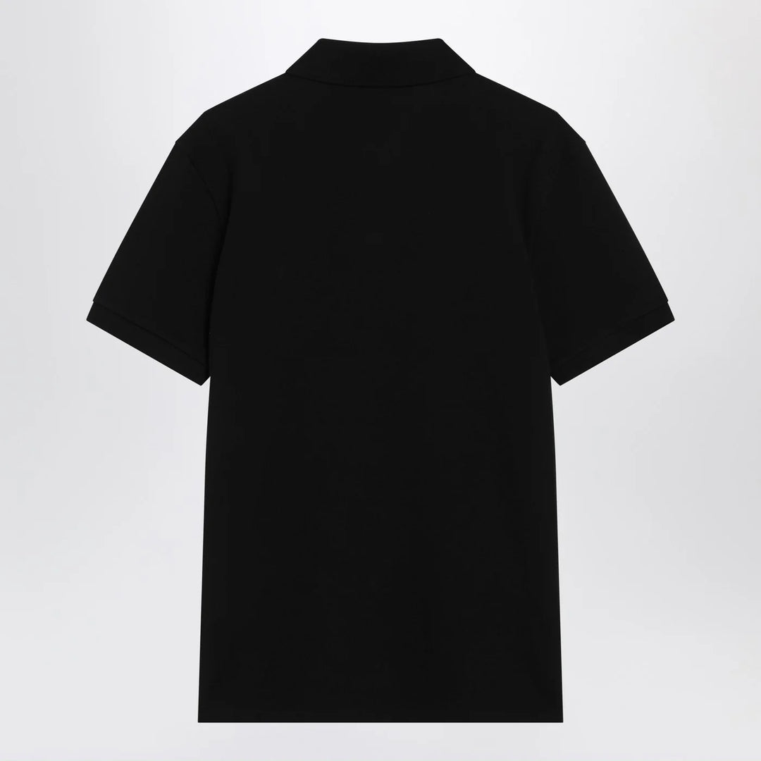 Moncler - Black cotton piqué polo shirt with logo