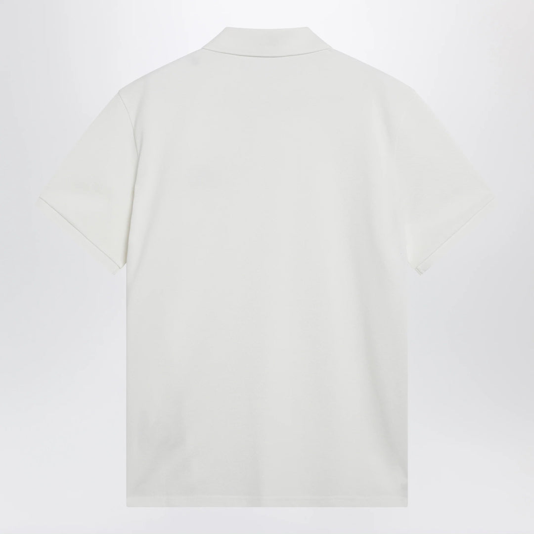 Moncler - White cotton polo shirt with triple crest logo patch