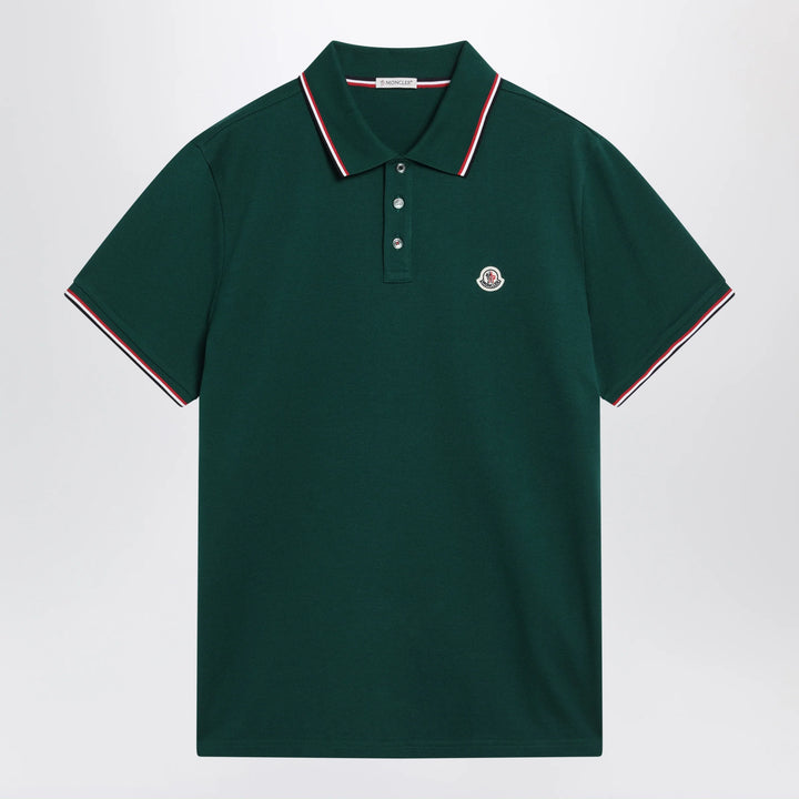 Moncler - Olive green short-sleeve polo shirt
