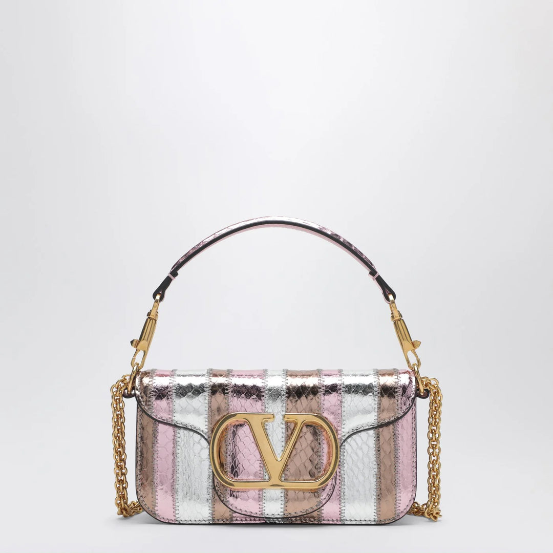 Valentino Garavani - Small Locò shoulder bag in multicolour laminated elaphe leather