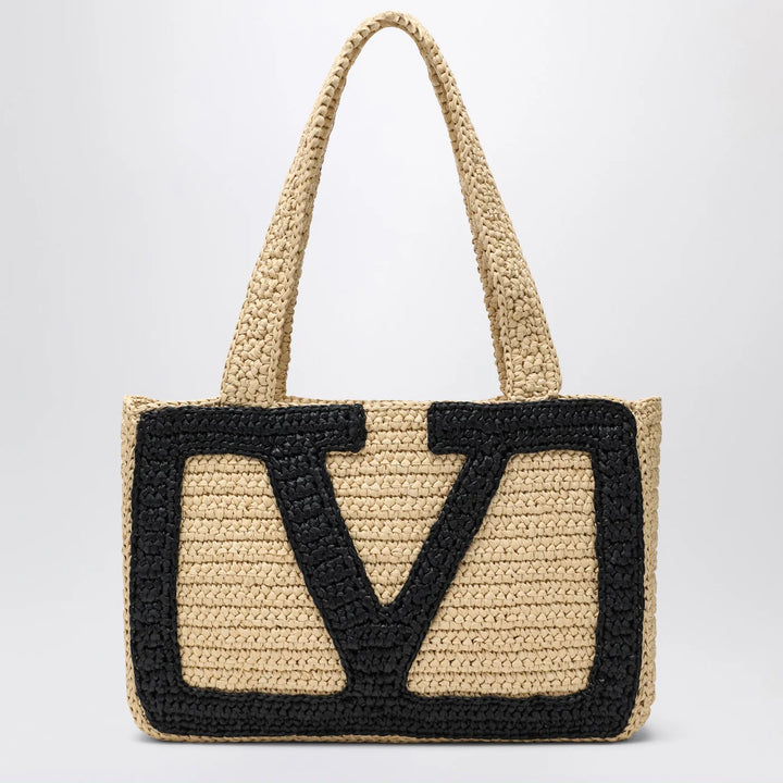 Valentino Garavani - Viva Superstar Crochet medium natural/black bag