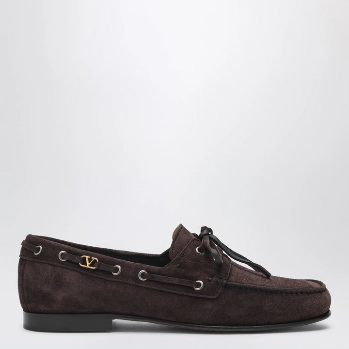 Valentino Garavani - Brown suede lace-up loafers