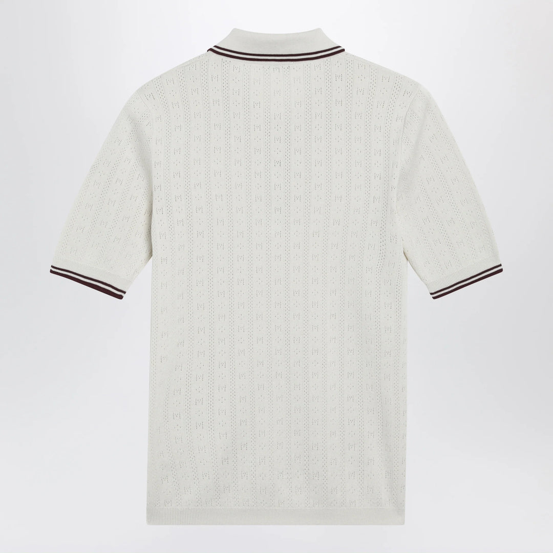 Moncler - White cotton polo with diamond pattern