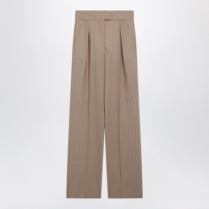 Valentino - Mud-colored pinstripe wool trousers
