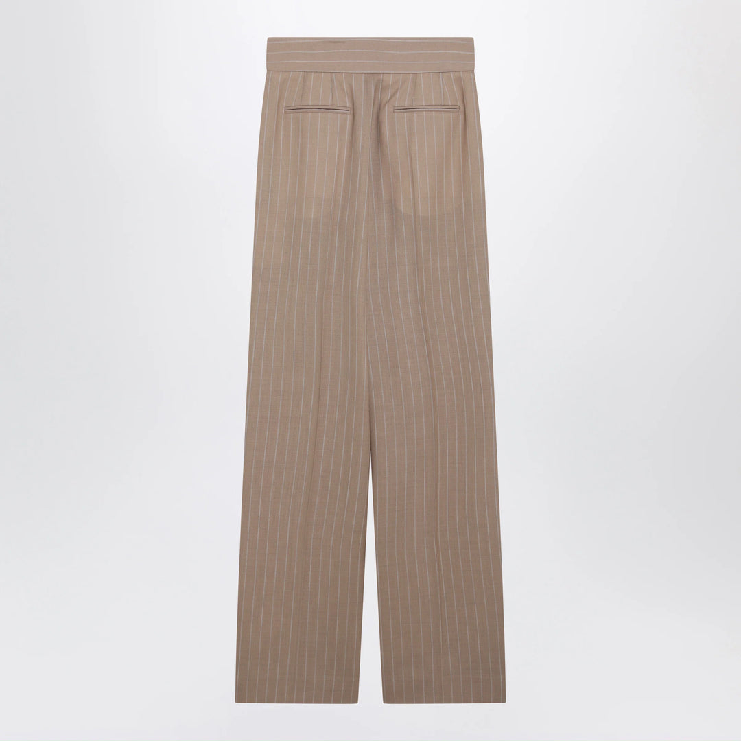 Valentino - Mud-colored pinstripe wool trousers
