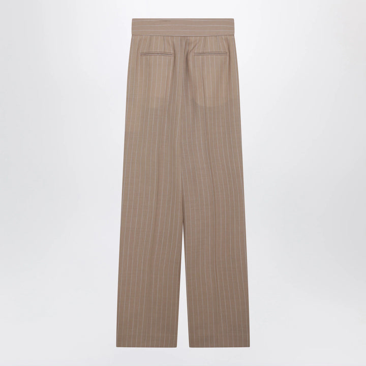 Valentino - Mud-colored pinstripe wool trousers