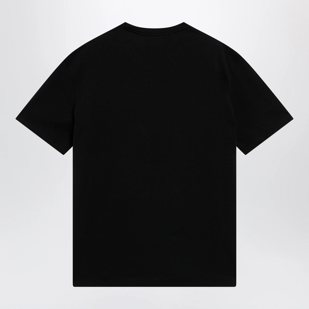 Valentino - Black cotton T-shirt with VLogo embroidery