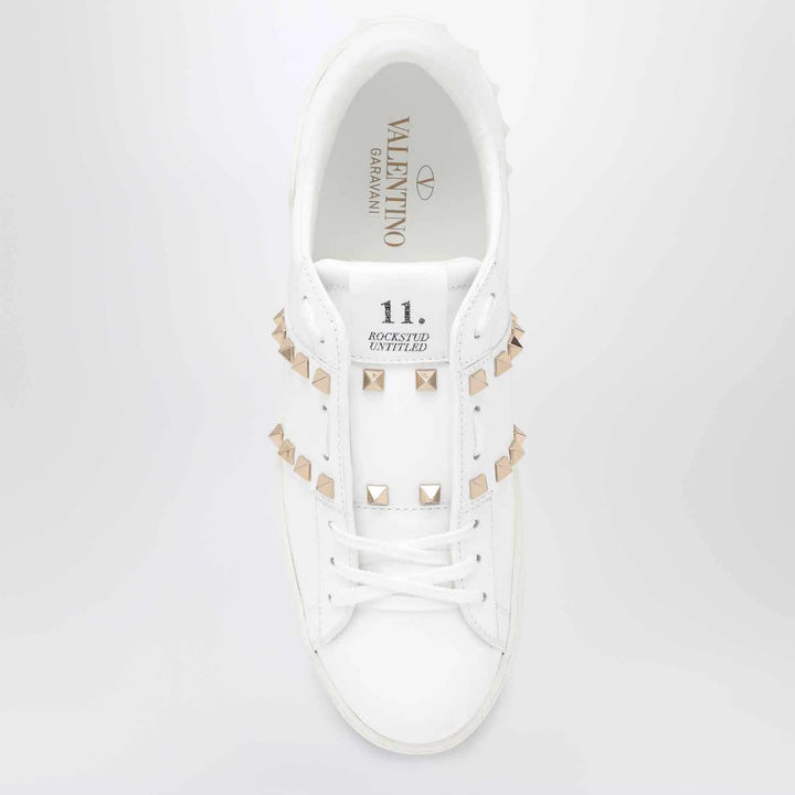 Valentino - White leather Rockstud zip card holder