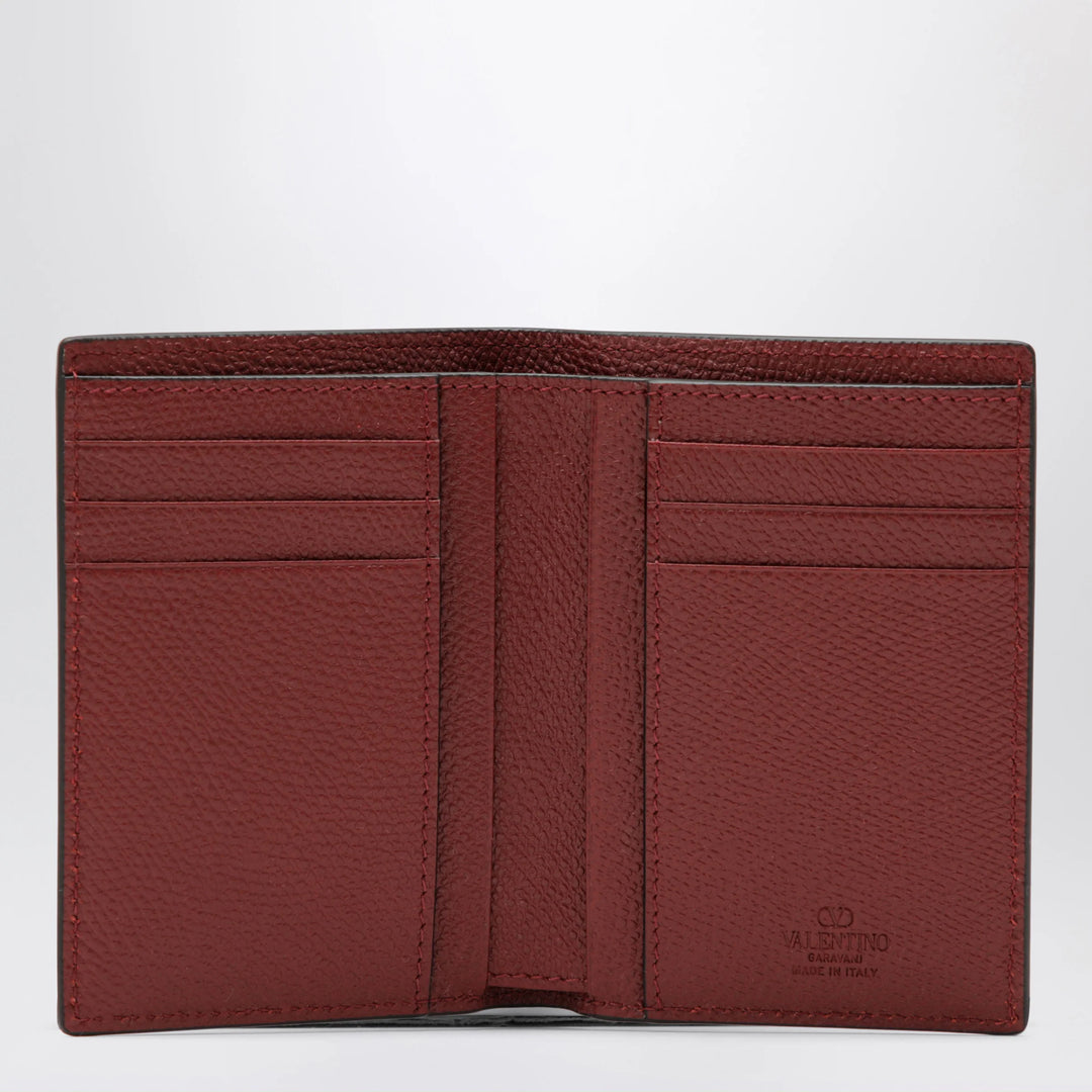 Valentino Garavani - Dark red Vlogo card holder in grained leather