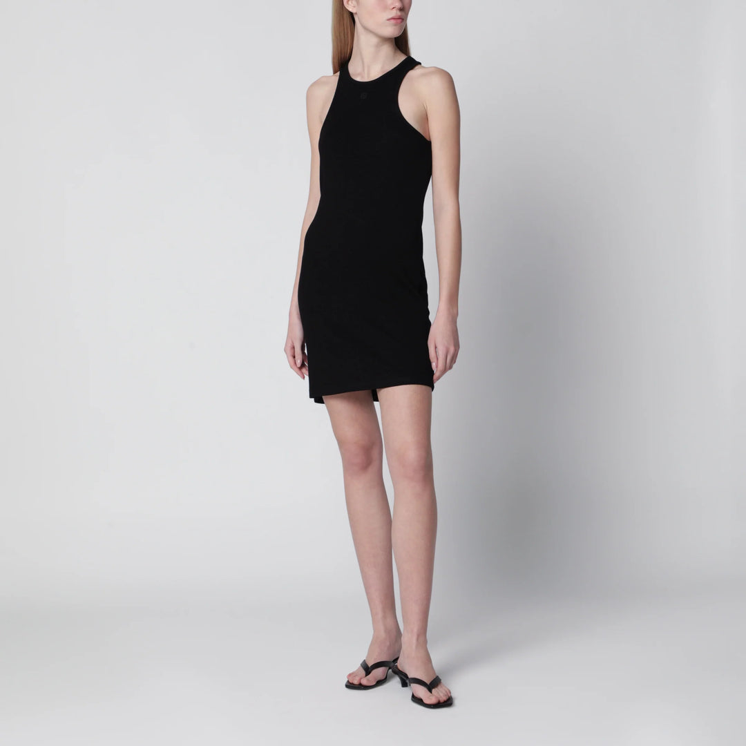 ANINE BING - Cole ribbed cotton halter mini dress in black