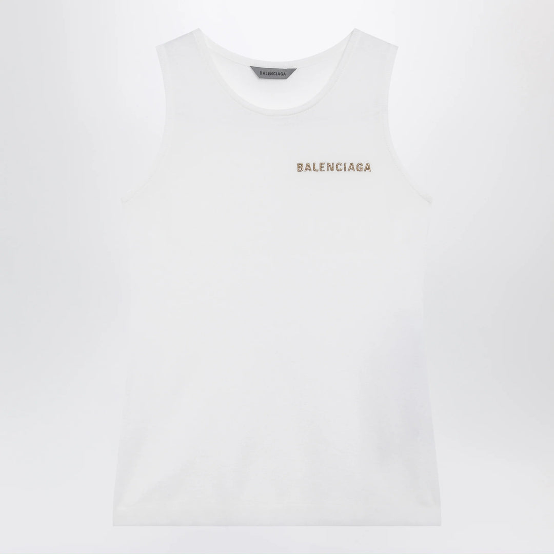 Balenciaga - White cotton-blend knit tank top