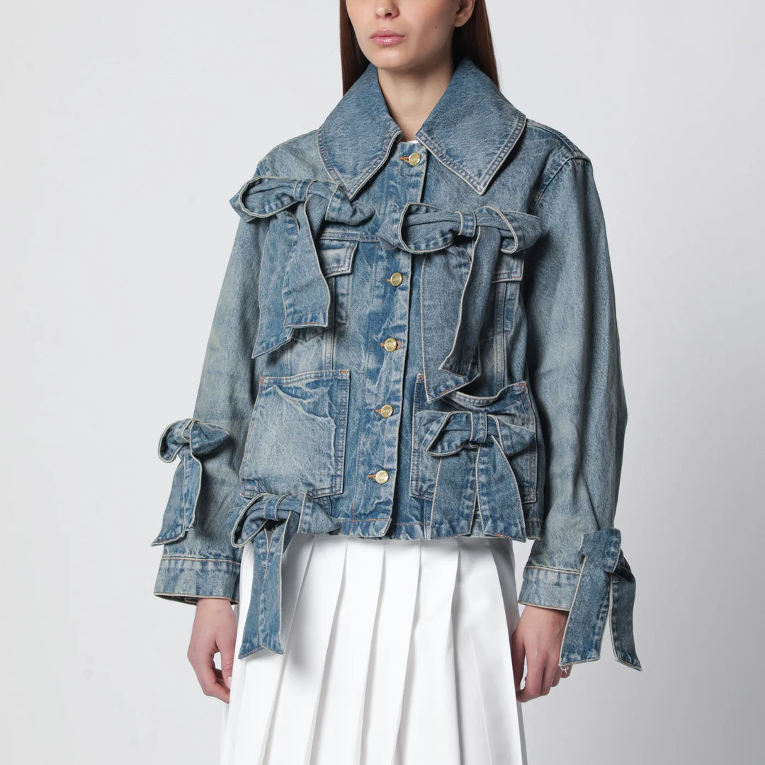 GANNI - Denim jacket with bows