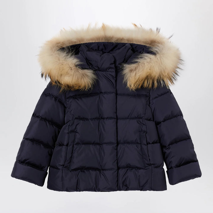 Il Gufo - Blue nylon hooded down jacket