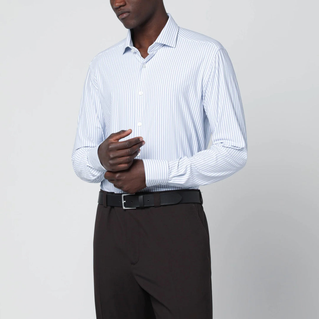 XACUS - White striped Active shirt Tailor Fit