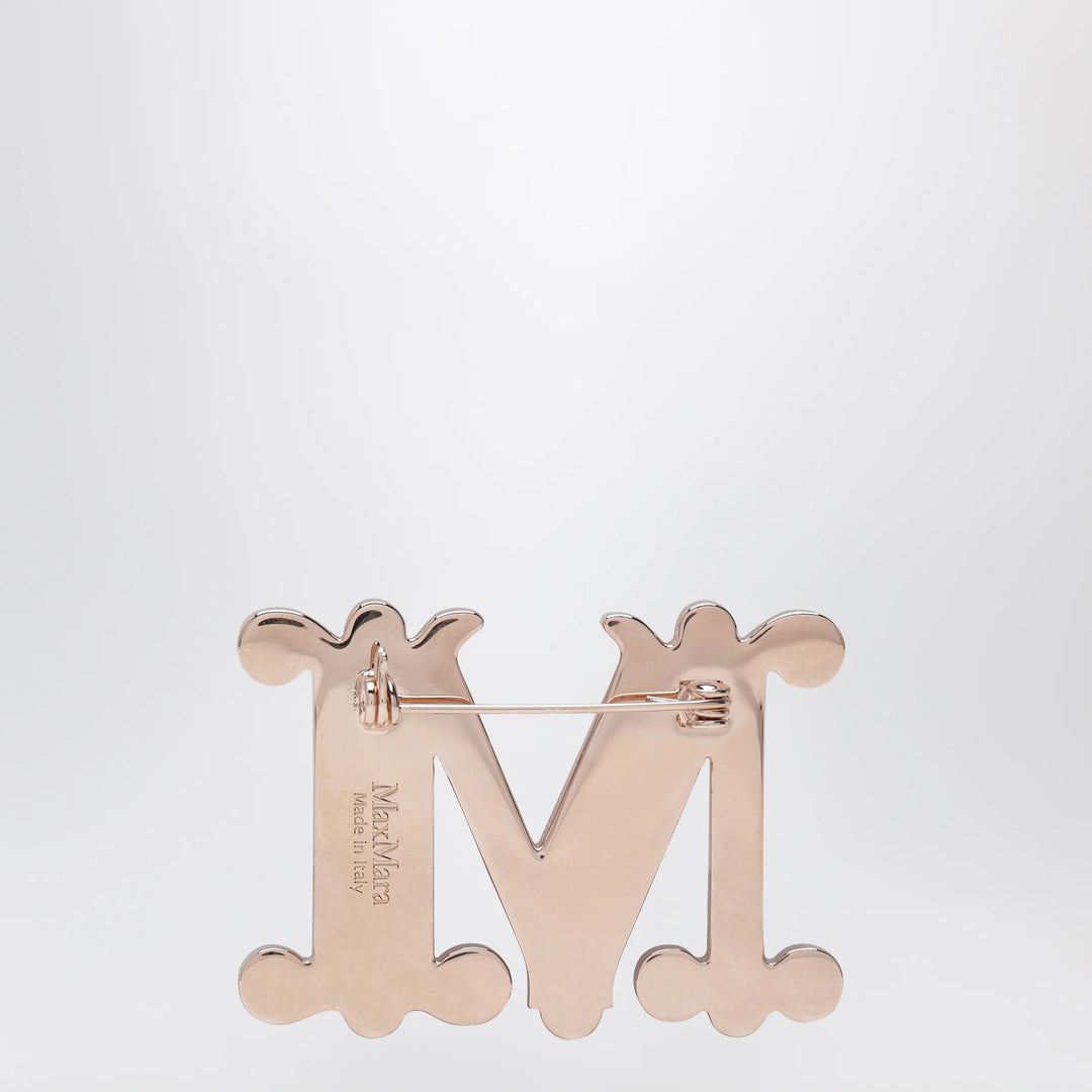 Max Mara - Monogram brooch with micro crystals in metal, crystal